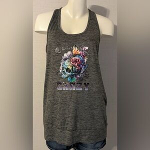 Women’s XL Champion Gray Tank Top with “Beautiful Crazy” Decal